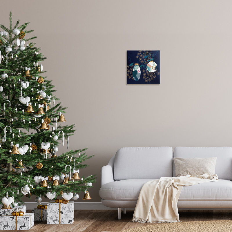 "Blue Moted Ornaments", art mural sur toile par Jennifer Paxton Parker, H 17 po x l 17 po