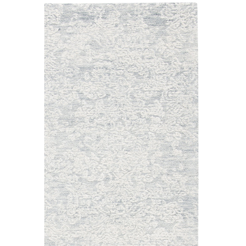 Tapis oriental gris clair en laine / coton touffeté à la main Amaya, Carré 6 pi