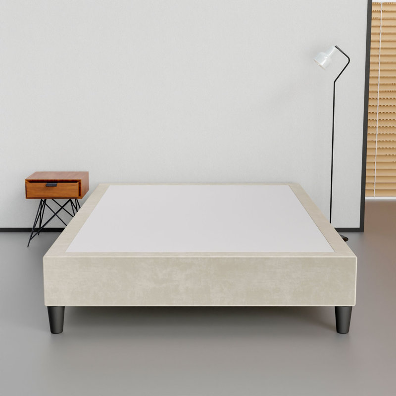 Makailah 15" Premium Velvet Material Wood Box Spring/Bed Frame, Durable, Stylish, Multi Color, Taupe, Extra-long Twin