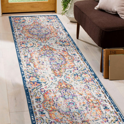 Beverly Oriental Orange/Blue/Cream Area Rug