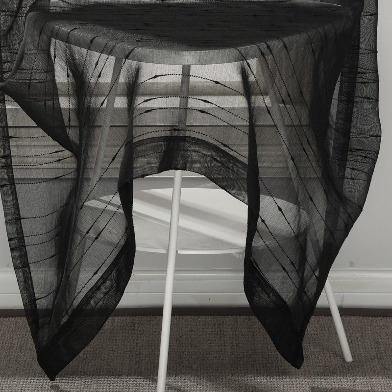 Aristteles Semi Sheer Curtain Pair, Black