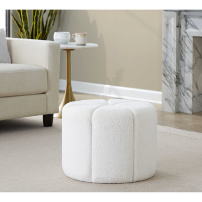 Tissu blanc avec style contemporain, revêtement texturé élégant, rembourrage en mousse, L 20 po x l 20 po H 15 po, multi-usage, sans assemblage, limite de poids de 250 lb, style intérieur seulement avec apparence,