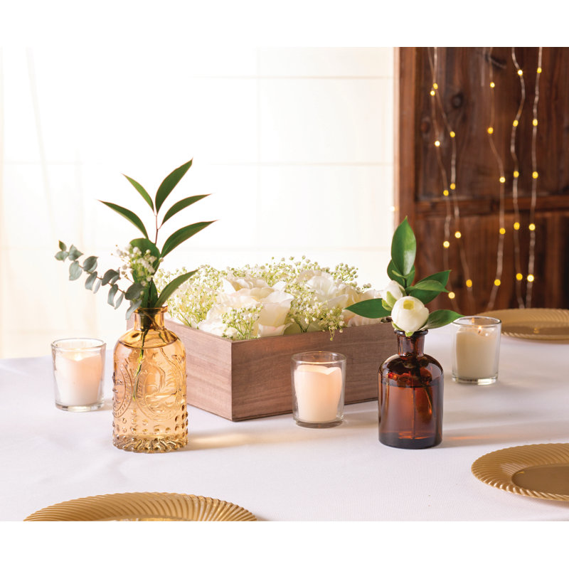 Boîtes de centre de table en bois teinté