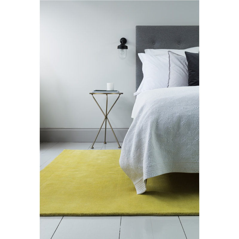 Farrow & Ball Plain Wool Melrose Yellow Area Rug, Rectangle 6' x 9'