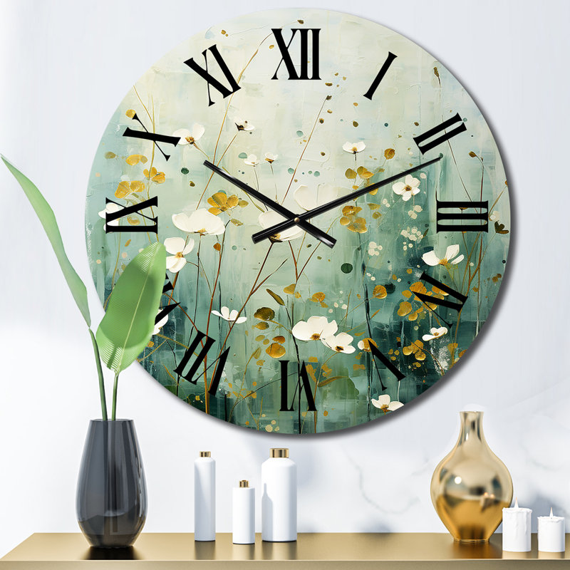 Horloge murale «Purple Tranquil Oasis - Abstract Botanicals», Moyenne