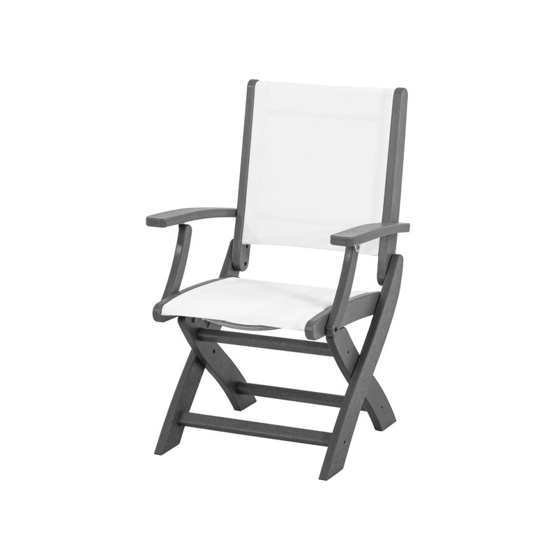 Chaise pliante POLYWOOD Coastal, Siège gris ardoise / structure blanche