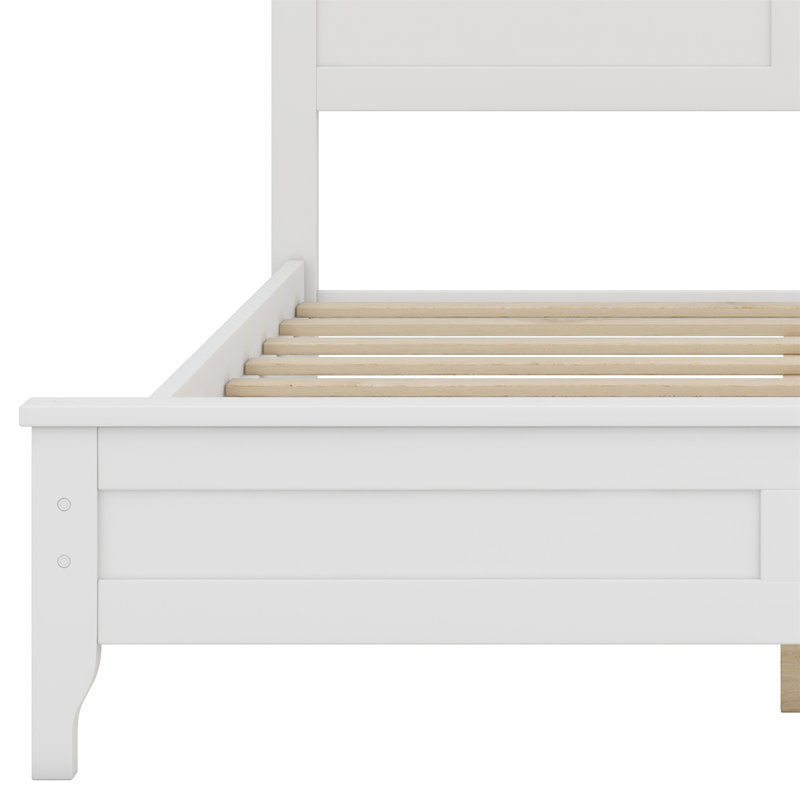 Modern Solid Wood Platform Bed, Full , White
