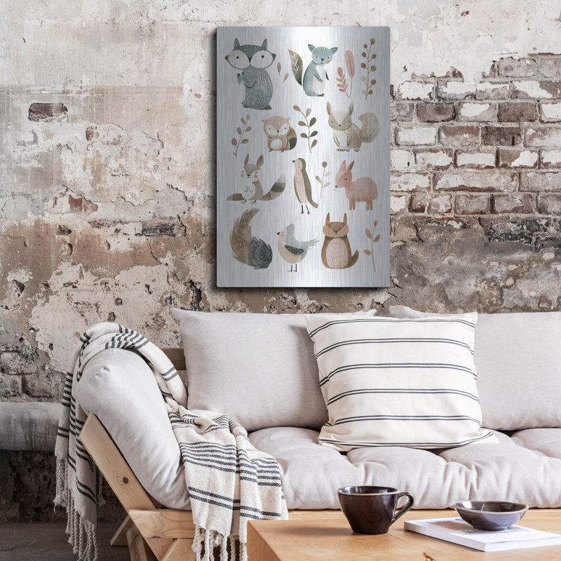 Art mural en métal Millwood Pines «Cute Animals No 2» par Andreas Magnusson, H 36 po x l 24 po