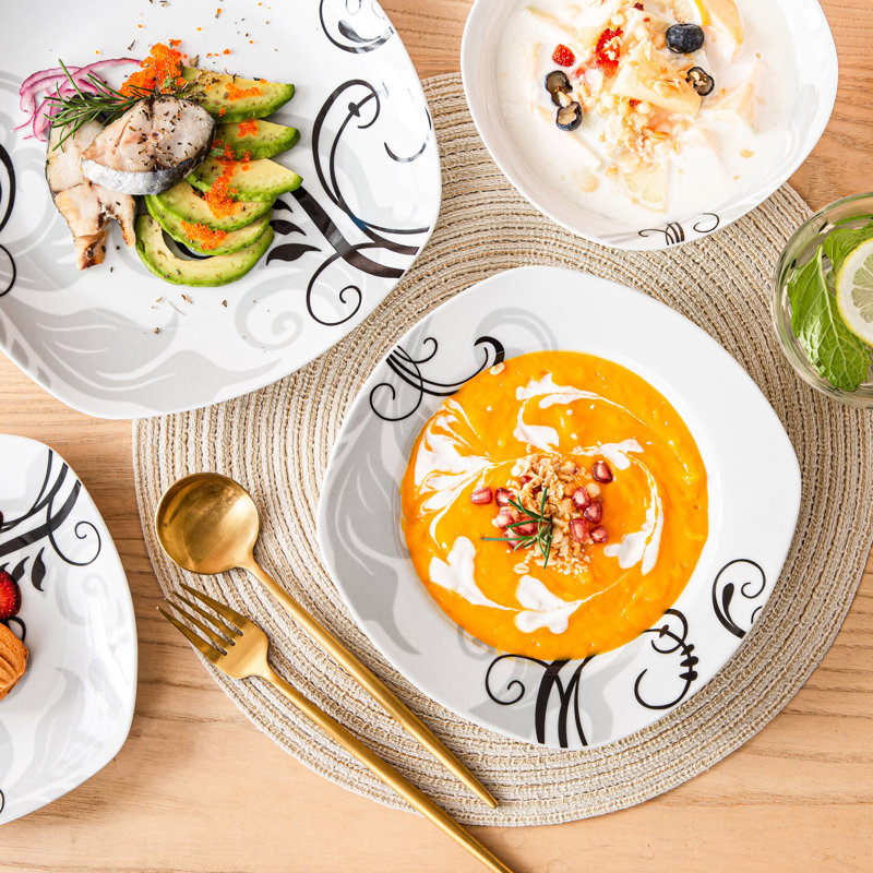 Piece Porcelain China Dinnerware Set - Service for 6