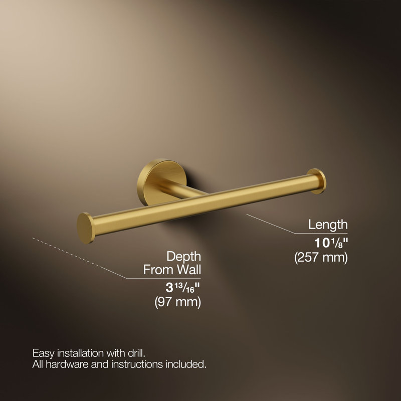 Double Toilet Tissue Holder, Vibrant Brushed Moderne Brass