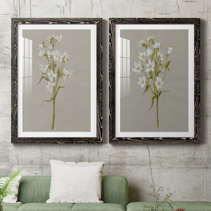 «White Field Flowers I», ensemble de 2 cadres photo, H 31,5 po x l 47 po x P 1,5 po, Noir