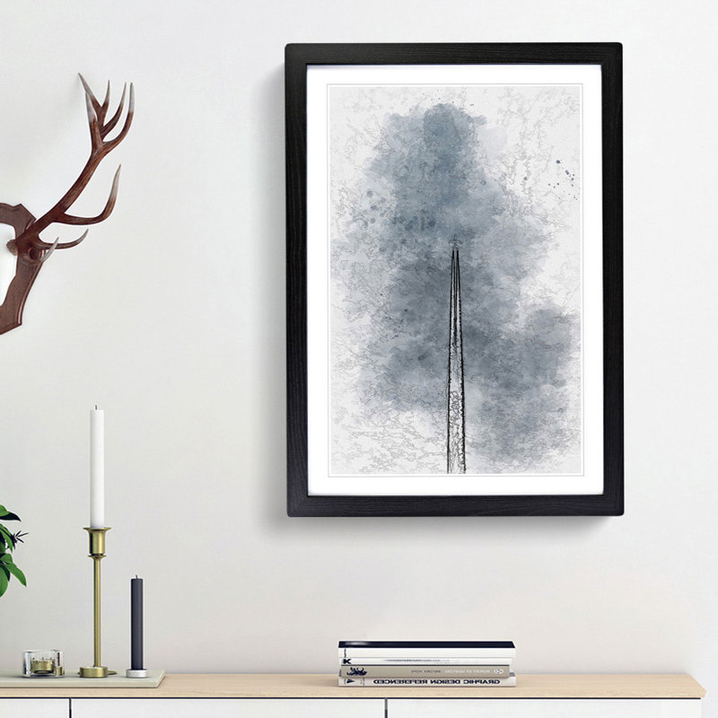 Contrails from the Airplane in Abstract - Picture Frame Graphic Art Print, 87cm H x 62cm W x 2cm D, Black Framed