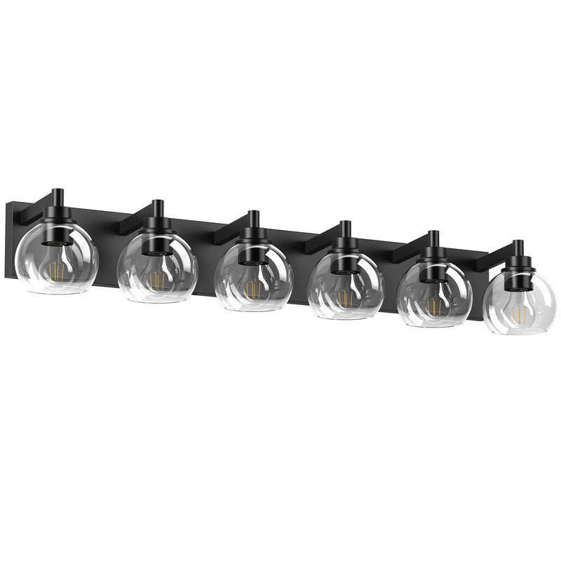 Luminaire de salle de bain 6 lumières avec abat-jour en verre Farmhouse, Six lumières, H 7,9 po x l 41 po x P 6,3 po