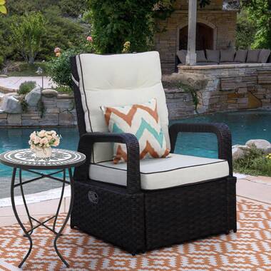 Aadhira Recliner Patio Chair with Cushions Latitude Run Cushion Color: Navy Blue