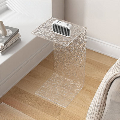 Modern Sculptural Acrylic End Table - Transparent Waterfall Design for Living Room, Bedroom or Hallway Décor