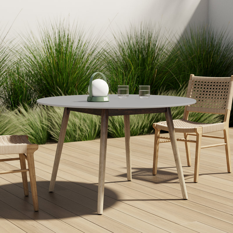 Chassitty Round Eucalyptus Outdoor Dining Table , in. W in. D, 30" H x 47" W x 47" D, Natural