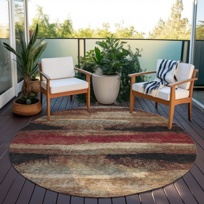 Aleighna Area Rug with Non-Slip Backing, Round 8'