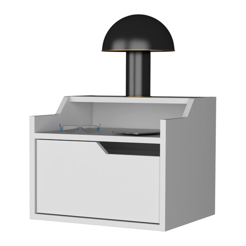 Dual-Shelf Display Nightstand, White