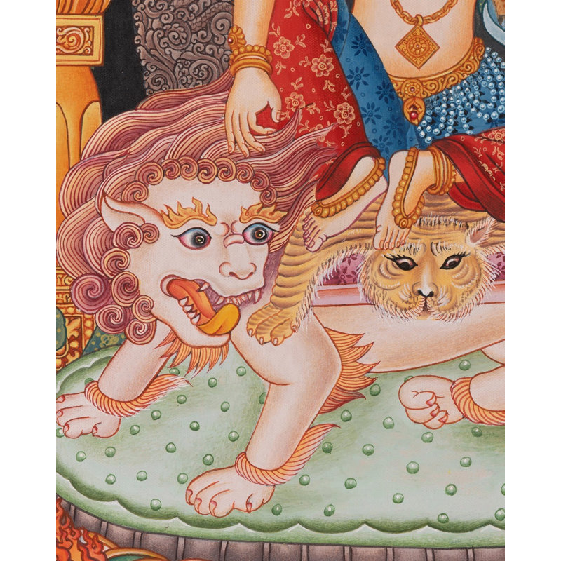 Bhagawan Shiva As Avalokiteshvara - Simhanada Lokeshvara (Newari Style Brocadeless Thangka)
