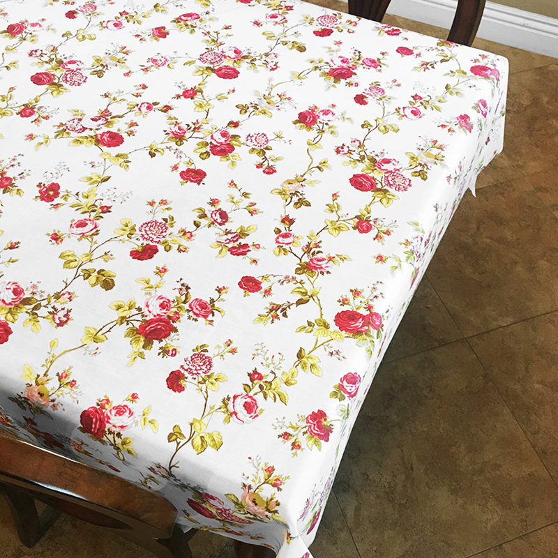 Vintage Floral Large Roses Print Tablecloths, 120" x 58"