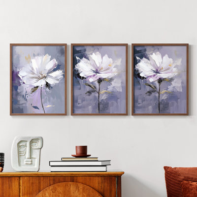 Étude florale CXLV -Set de 3 estampes numériques giclées -Prêt à accrocher