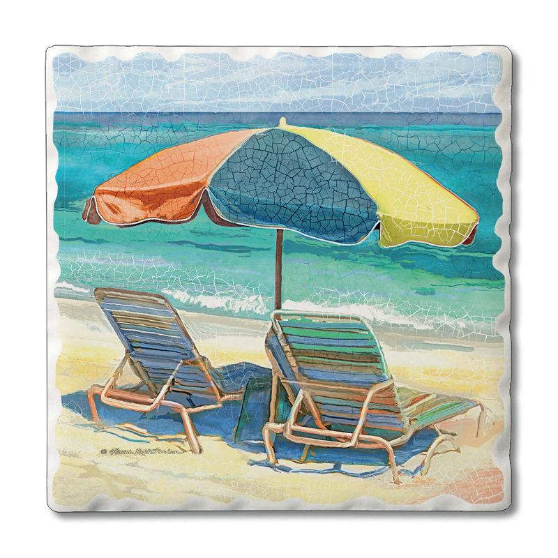 Square Ceramic Coaster Set with Cork Backing, 4-Piece