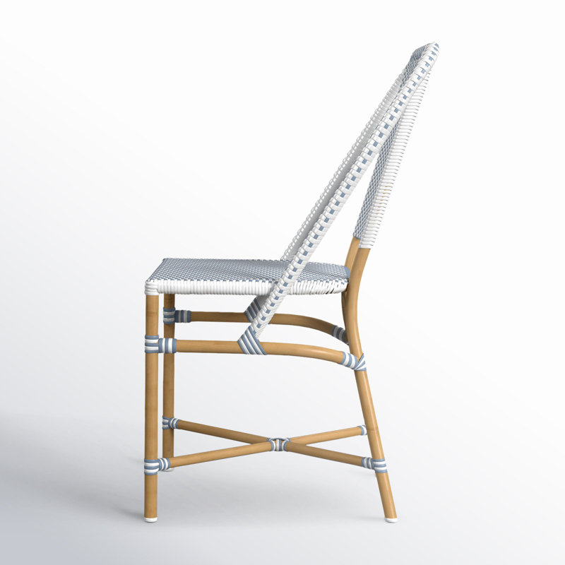 Tobias Outdoor Rattan Dining Chair, Blue/White
