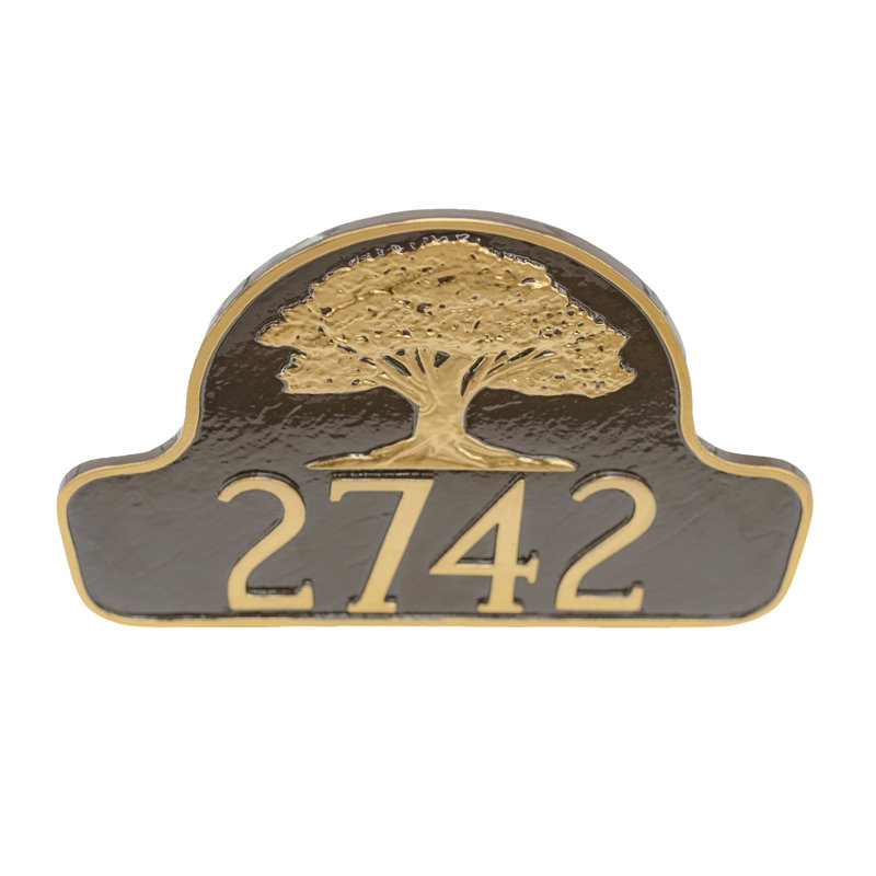 Plaque d’adresse murale sur 1 ligne, Chocolat / or, Oui