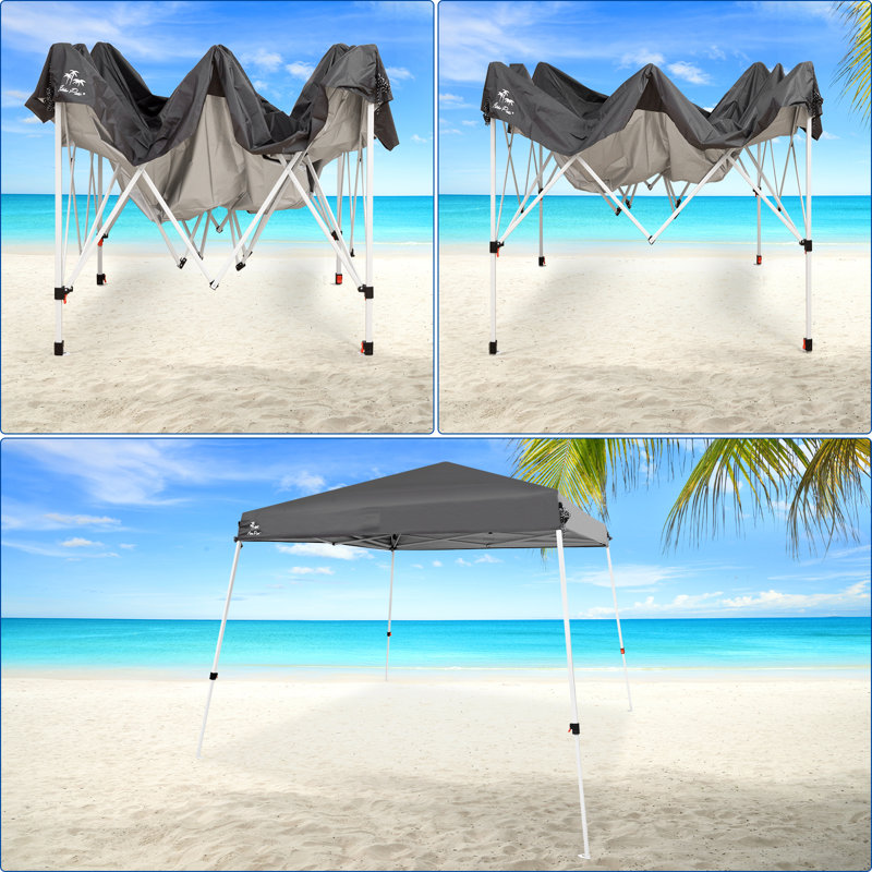 Gray 10x10 Waterproof UV-Resistant Steel Frame Canopy Tent