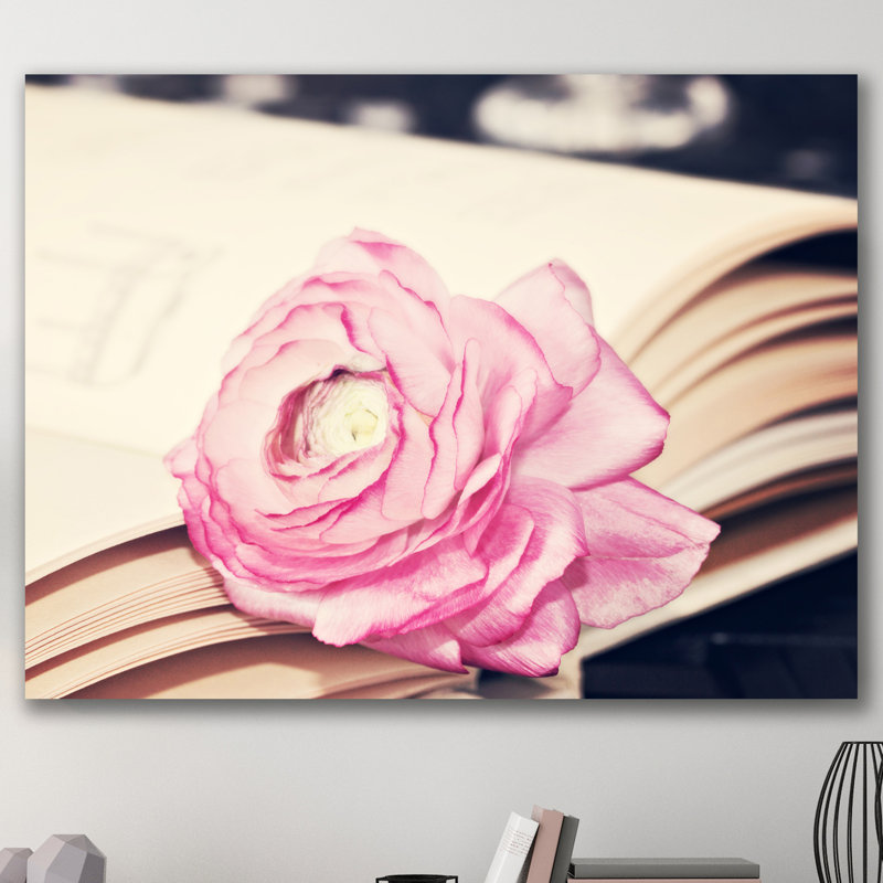 Ranuculis In Book by Ashley Davis - Wrapped Canvas Print, 61cm H x 76cm W x 4cm D