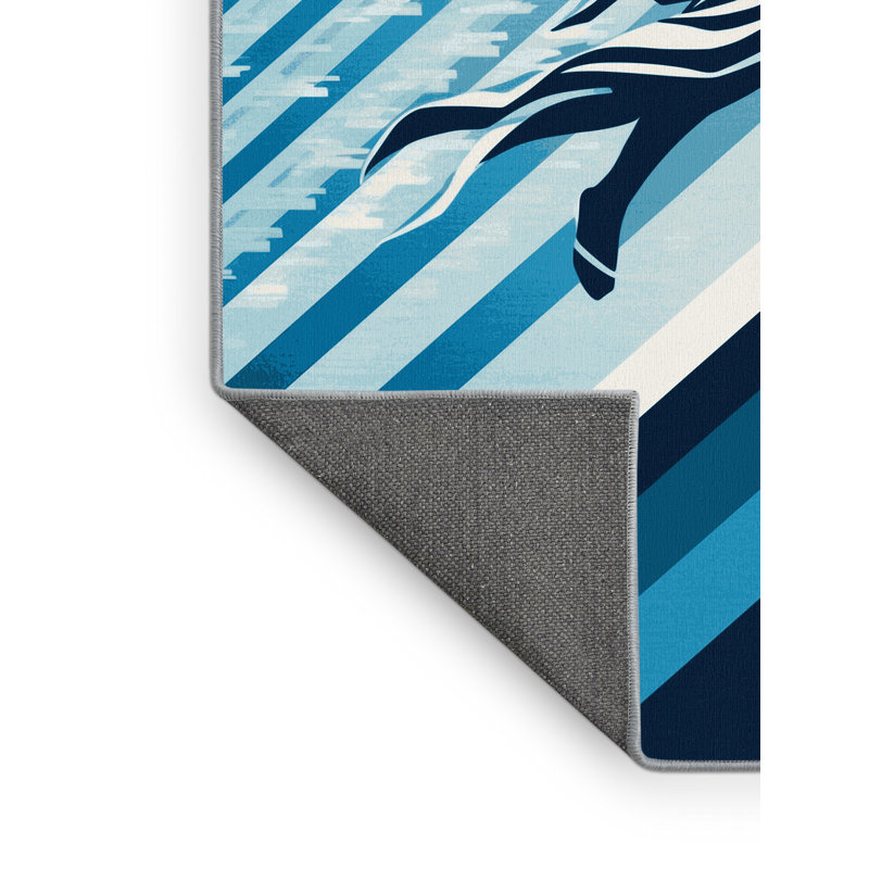 Tapis à chevrons doux et moelleux moderne et contemporain bleu Kater Hermes - Reliure bleu ciel, 8 x 10