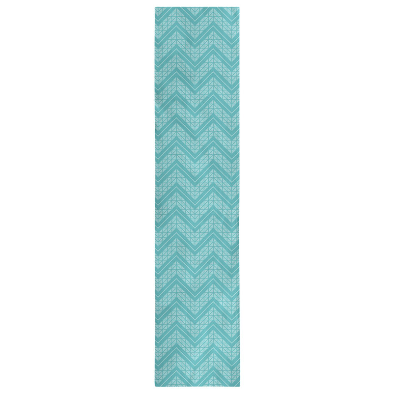 Stephenie Classic Hand Drawn Chevron Table Runner, 16" x 72", Peacock Teal