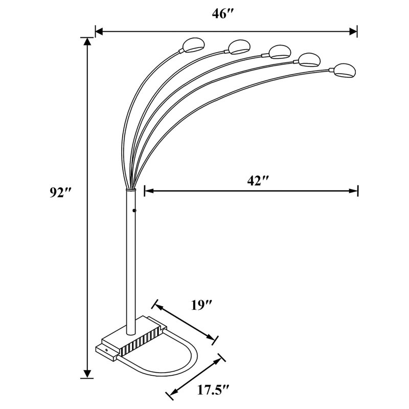 Lampe sur pied 5 lumières noir satiné
