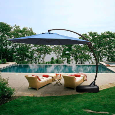 Harry-Charles 138" W 12' Octagonal Sunbrella Cantilever Umbrella with Base