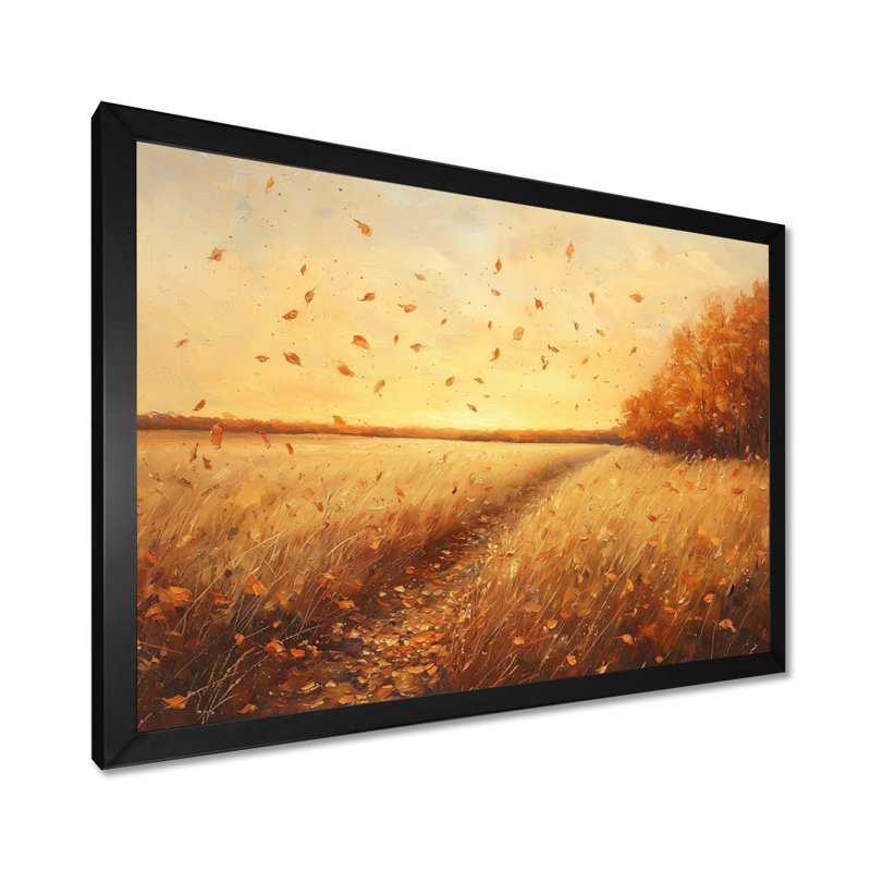 Windy Leaves In The Country Field I - Leaves Large, art mural, H 12 po x l 20 po, Reproduction encadrée d'une seule photo