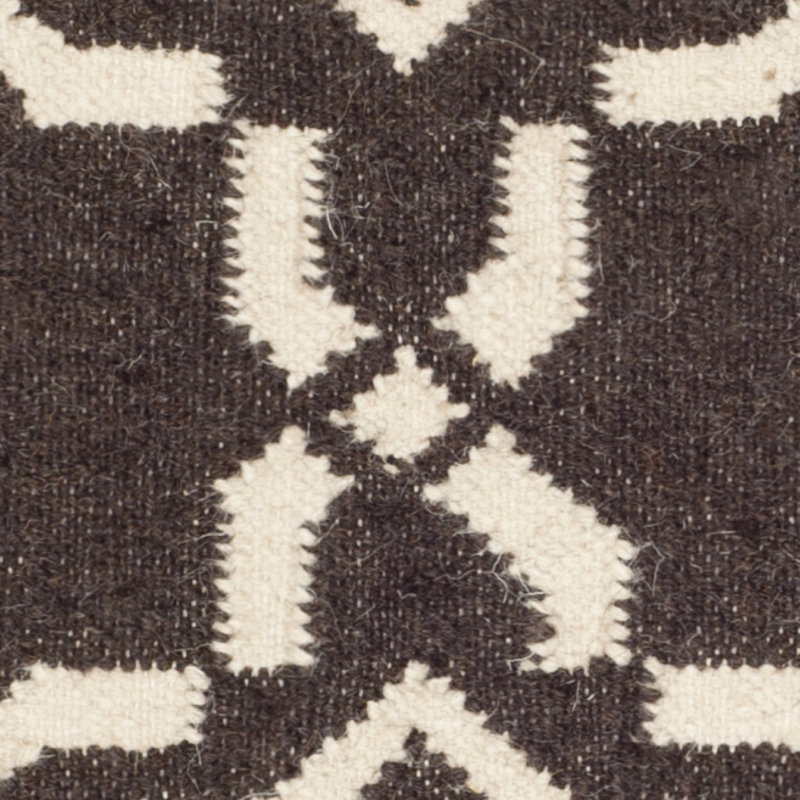 Rodgers Hand Woven Flat Weave Wool/Cotton Geometric Rug in Chocolate, Rectangle 10' x 14'