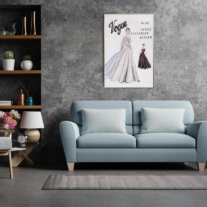 «Sparkles Home Vogue Gown», reproduction d'art sur toile 3D | Cadre flottant en métal noir, 24 pi x 36 pi
