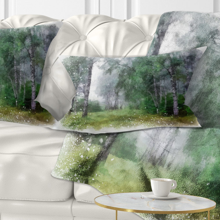 Coussin dessiné à l'aquarelle, Rectangle, 12 po x 20 po