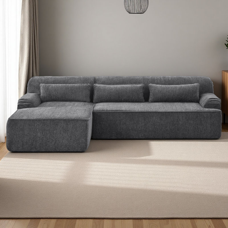 Canapé modulaire surdimensionné en L Chenille, Gris chenille