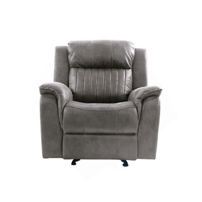 Contemporary Manual Motion Glider Recliner Chair 1Pc Living Room Furniture Slate Blue Breathable Leatherette