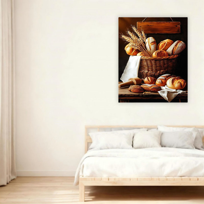 Rustic Bread Basket Unframed Canvas Wall Art  24" X 36"