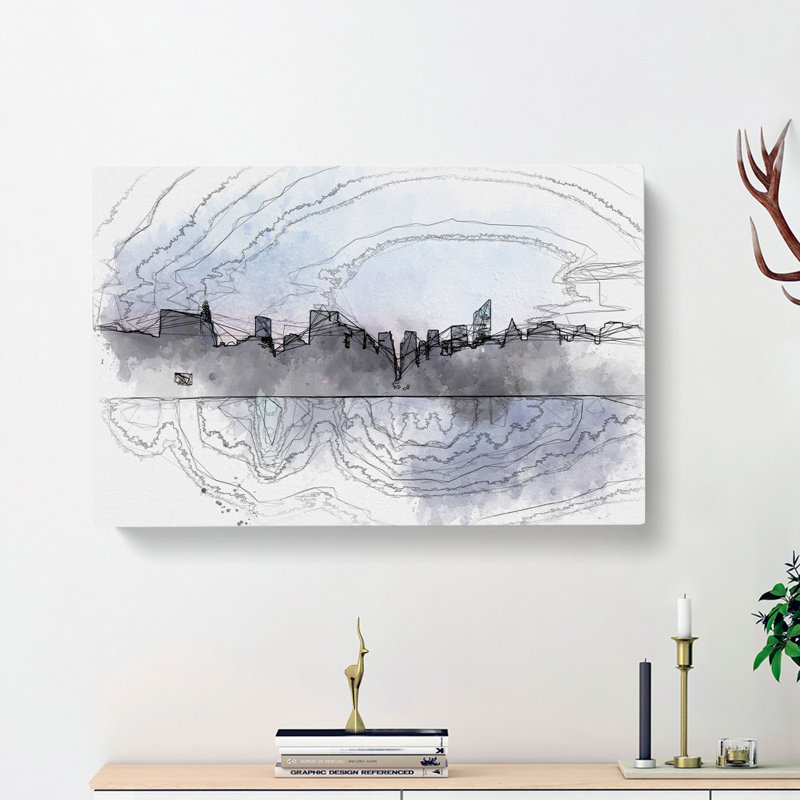 Night Skyline Of New York - Wrapped Canvas, 60cm H x 91cm W x 3cm D