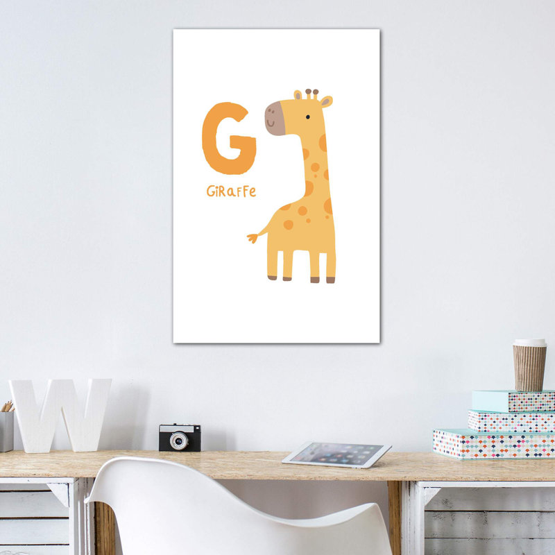 Animal Alphabet G - impression d'art graphique, H 40 po x l 26 po x P 1,5 po, Toile tendue, Pas de tapis