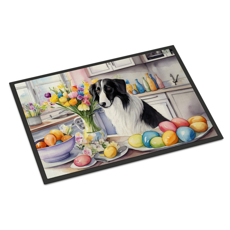 Decorating Easter Borzoi Doormat, 24" W x 36" L