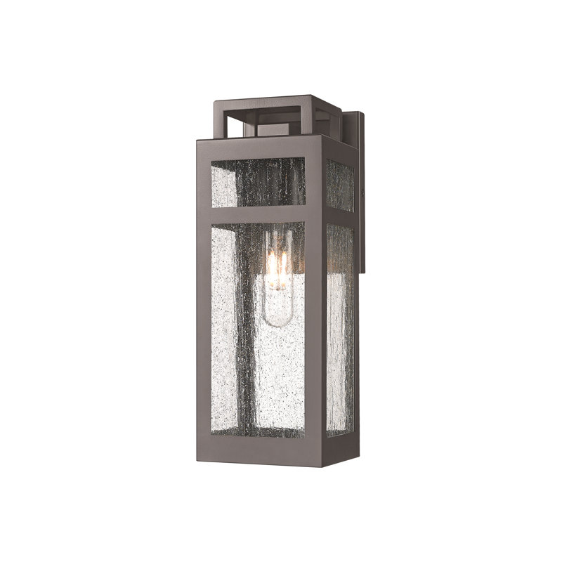 Ridgeway 1-Light 5" Bronze Coastal Outdoor Sconce With Seeded Glass, Seeded, 12.5, Bronze
