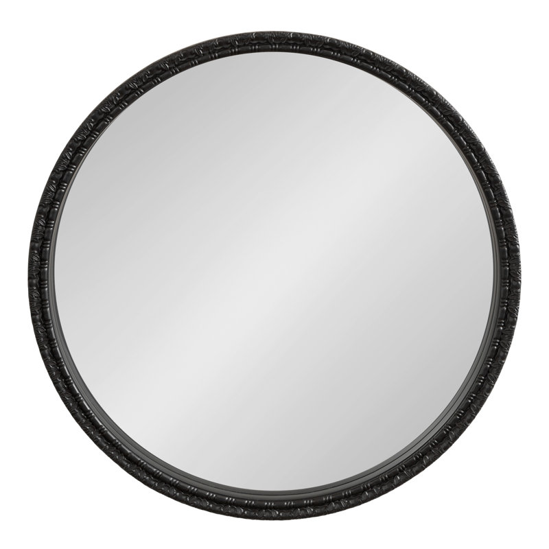 Round Ornate Bathroom Mirror, Black