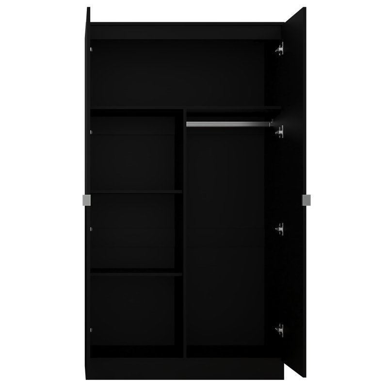 Marlyne 2 Door Manufactured Wood Wardrobe, Black
