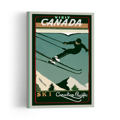 «Vintage Ski Mountain Adventure», impression rétro de paysage abstrait de montagne