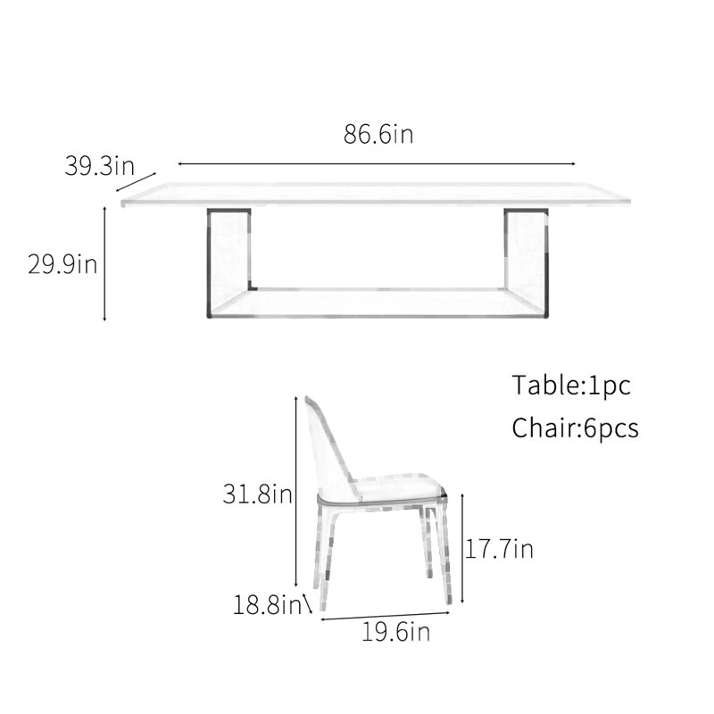 Lindgren, H 29,9 po x L 86,6 po x l 39,3 po