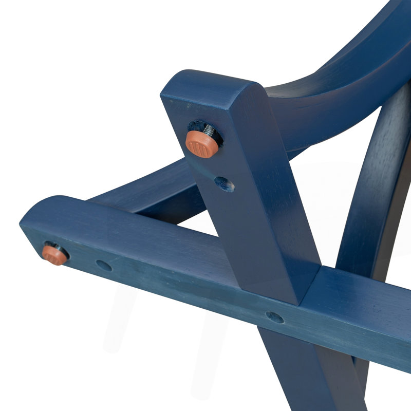 59.8" Wooden Console Table with Oak Veneer Top, Navy Blue